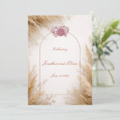 Minimalistische Rustieke Uitnodiging met Blush Acc (Staand voorkant)