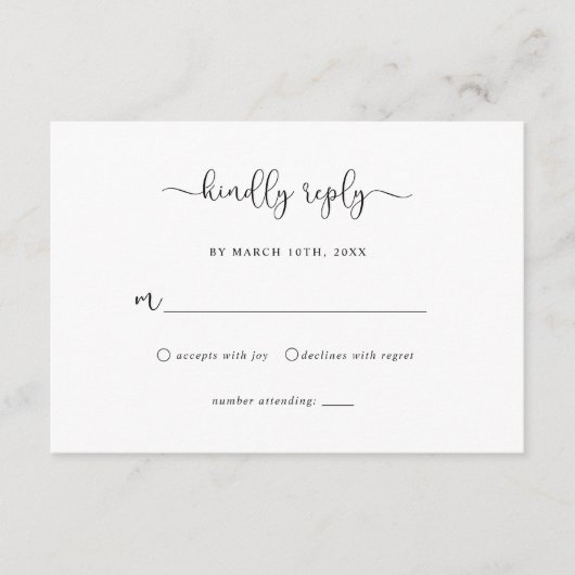 Minimalistische Rustige RSVP-kaart Informatiekaartje (Voorkant)