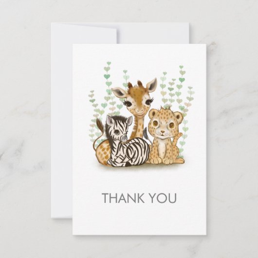 Minimalistische safari flat dank u kaart (Voorkant)