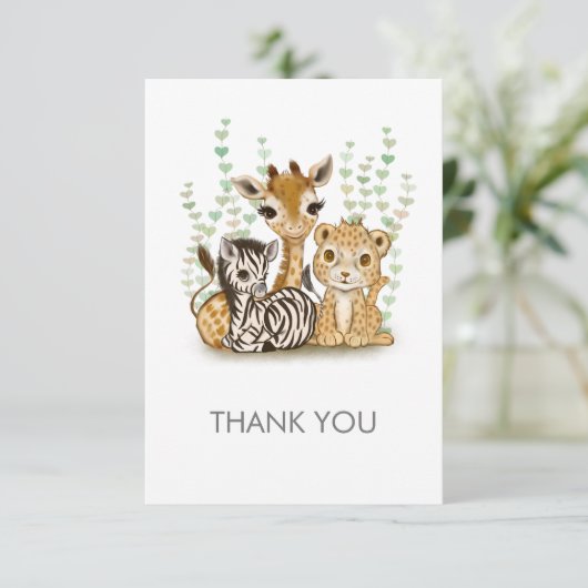 Minimalistische safari flat dank u kaart (Staand voorkant)