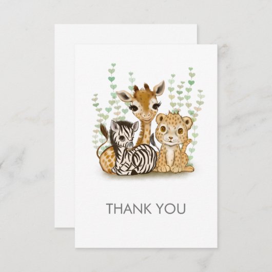 Minimalistische safari flat dank u kaart (Voorkant / Achterkant)