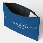 Minimalistische Saffierblauwe Persoonlijke Bruidsm Etui (Open)