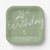 Minimalistische Sage 21ste verjaardag Papieren Bordje (Voorkant)