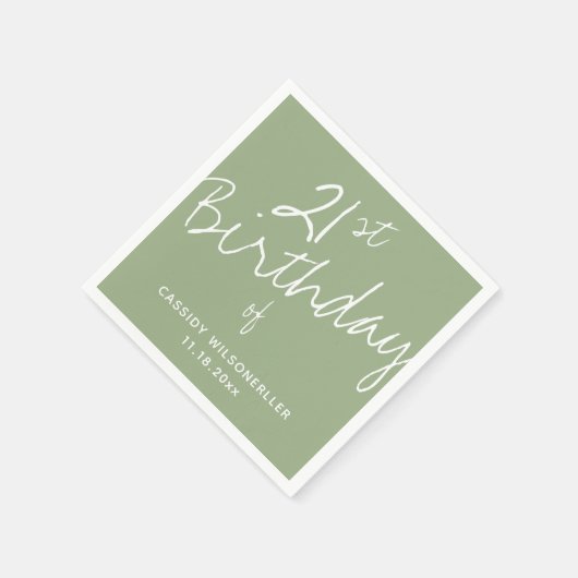 Minimalistische Sage 21ste verjaardag Servet (Hoek)