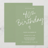 Minimalistische Sage 40e verjaardag Kaart (Voorkant / Achterkant)