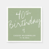 Minimalistische Sage 40e verjaardag Servet (Voorkant)