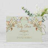Minimalistische Sage Baby shower Invitation Kaart (Staand voorkant)