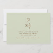 Minimalistische Sage Baby shower Invitation Kaart (Achterkant)