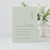 Minimalistische Sage Boheemse Trouw RSVP kaart (Staand voorkant)