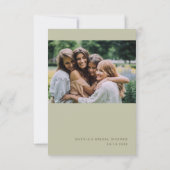 Minimalistische Sage Bruiloft Feest Bedankkaart (Achterkant)