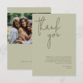 Minimalistische Sage Bruiloft Feest Bedankkaart (Voorkant / Achterkant)