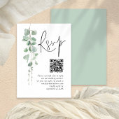 Minimalistische Sage Eucalyptus QR Code Bruiloft R Informatiekaartje
