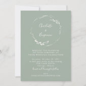 Minimalistische Sage Floral Wreath Calligraphy Wed Kaart (Voorkant)
