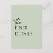 Minimalistische Sage Green Boho Trendy bruiloft De Informatiekaartje (Achterkant)