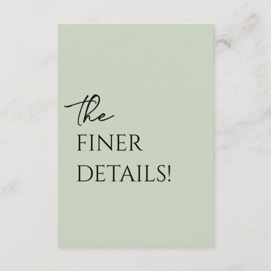 Minimalistische Sage Green Boho Trendy bruiloft De Informatiekaartje (Achterkant)
