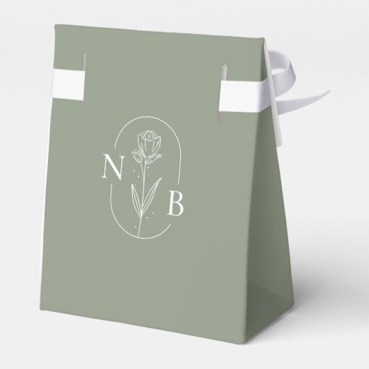 Minimalistische Sage Green Boho Wedding Monogram T Bedankdoosjes (Achterkant)