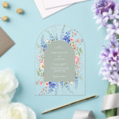 Minimalistische Sage Green Boho Wildflower Wedding Acryl Uitnodigingen (Insitu (Huwelijk))