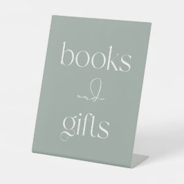Minimalistische Sage Green Books en Gifts Reclamebord Met Voetstuk