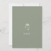 Minimalistische Sage Green Botanische Huwelijksuit Kaart (Achterkant)