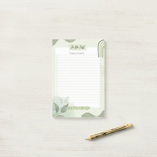 Minimalistische Sage Green Botanische To-Do Lijst Post-it® Notes (Op bureau)