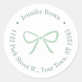 Minimalistische Sage Green Bow Christmas Retouradr Ronde Sticker
