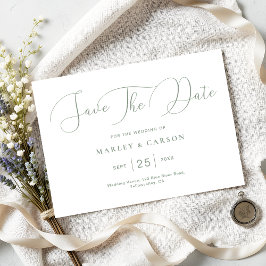 Minimalistische Sage Green Calligraphy Script Wedd Save The Date