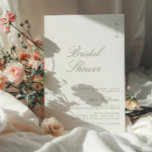 Minimalistische Sage Green Calligraphy Vrijgezelle Kaart<br><div class="desc">Elegante kalligrafie stoffig roos script moderne bruids douche uitnodiging.</div>