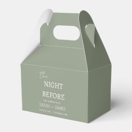 Minimalistische Sage Green de nacht voor bruiloft Bedankdoosjes