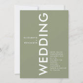 Minimalistische Sage Green Eenvoudige Bold Wedding Kaart (Voorkant)
