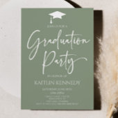 Minimalistische Sage Green Elegant Graduation Part Kaart
