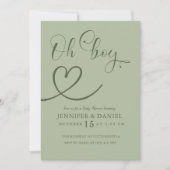 Minimalistische Sage Green Elegant Oh Boy Kaart (Voorkant)