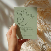 Minimalistische Sage Green Elegant Oh Boy Kaart