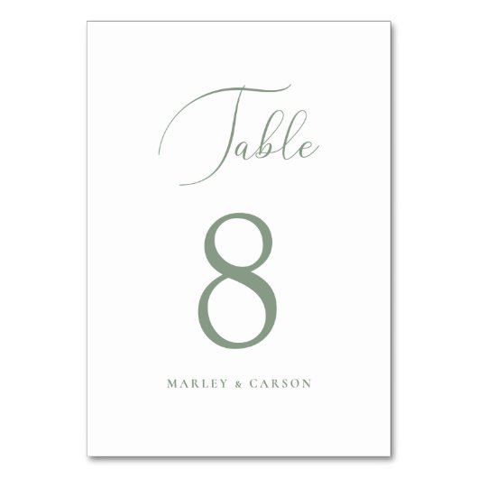 Minimalistische Sage Green Elegant Script Wedding Kaart (Voorkant)