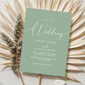 Minimalistische Sage Green Elegant Script Wedding Kaart