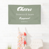 Minimalistische Sage Green Engagement Party Cheers Spandoek (Insitu)
