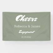 Minimalistische Sage Green Engagement Party Cheers Spandoek (Horizontaal)