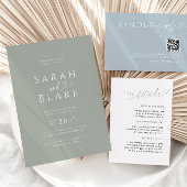 Minimalistische Sage Green Heart Wedding Uitnodigi Kaart