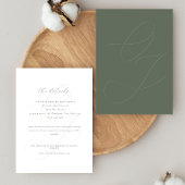 Minimalistische Sage Green Initialen bruiloft Informatiekaartje