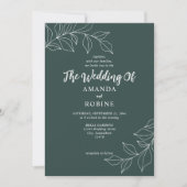 Minimalistische Sage Green Leaf bruiloft uitnodigi Kaart (Voorkant)