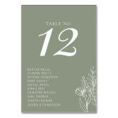 Minimalistische Sage Green Modern Boho Wedding Nam Kaart (Achterkant)
