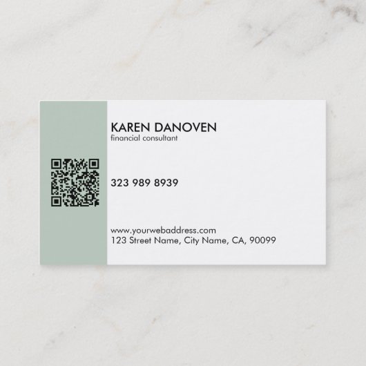 Minimalistische Sage Green Monogram Professional Visitekaartje (Achterkant)