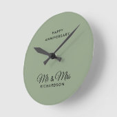 Minimalistische Sage Green Mr & Mrs Wedding Jubile Ronde Klok (Hoek)