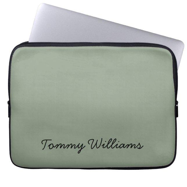 Minimalistische Sage Green Professional Eenvoudig Laptop Sleeve (Voorkant)