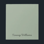 Minimalistische Sage Green Professional Eenvoudig Notitieblok<br><div class="desc">Deze notities kunnen worden gebruikt voor alles van de to-do lijsten van dank u, ze kunnen worden gebruikt in de kantoor of thuis om te herinneren. Deze eenvoudige, minimalistische kan worden gepersonaliseerd om een naam of een tekst van uw keuze op te nemen. Als u geen tekst wilt en alleen...</div>