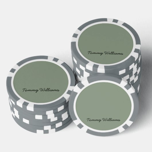 Minimalistische Sage Green Professional Eenvoudig Poker Chips (Opstapeling)