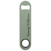 Minimalistische Sage Green Professional Eenvoudig Speed Flessenopener (Achterkant)