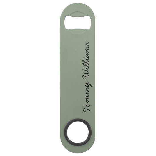 Minimalistische Sage Green Professional Eenvoudig Speed Flessenopener (Achterkant)