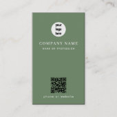 Minimalistische Sage Green QR-code Visitekaartje (Voorkant)