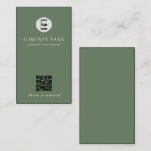 Minimalistische Sage Green QR-code Visitekaartje (Voorkant / Achterkant)