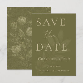 Minimalistische Sage Green Save the Date Kaart